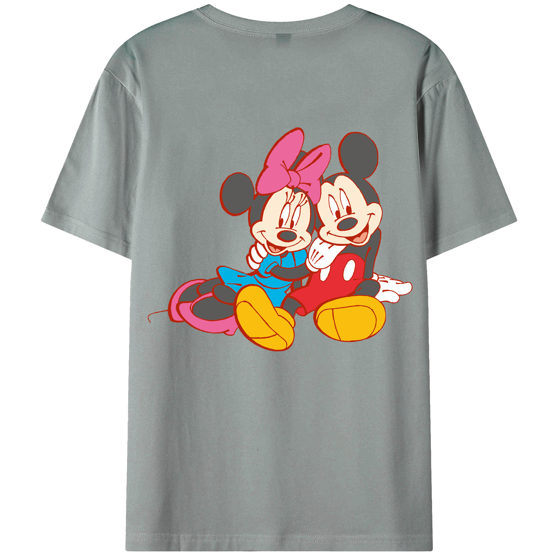 ミッキーマウス Mickey Mouse 綿100％ メンズ半袖Tシャツ（バックプリント） 通気性